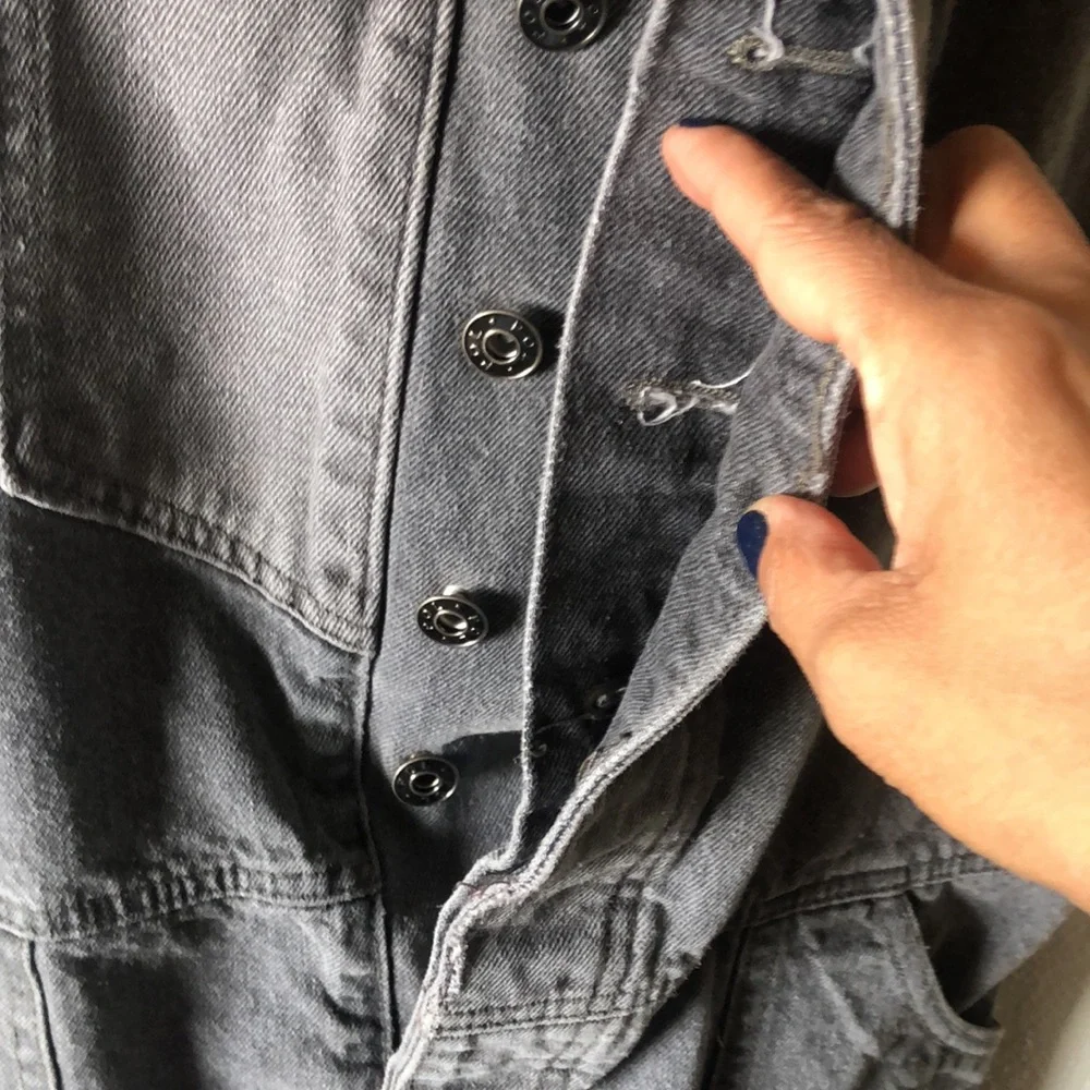 Gray cactus 🌵 overalls with front pocket panels; hidden buttons are intact. - Picture 10 of 16